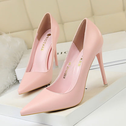 IELGY Korean women's shoes fashion simple Super high-heeled shallow mouth pointed sexy shoes