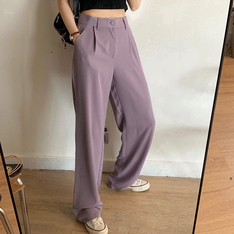 IELGY Summer purple women's wide trousers purple Wide-legged Pants