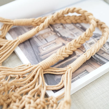 IELGY net woven bag vacation beach bag handbag Fashion