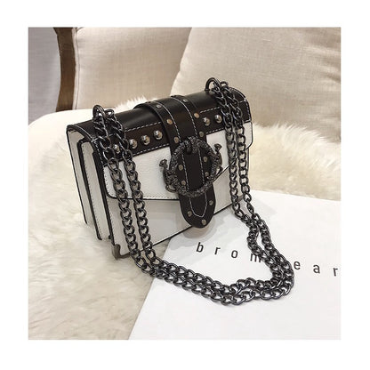 IELGY Women's bag shoulder bag all-match Crossbody chain square bag fashion Korean style solid color retro