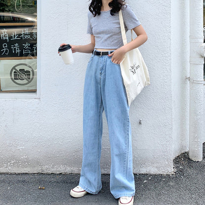 IELGY High-waisted jeans women summer thin and thin wide-leg pants