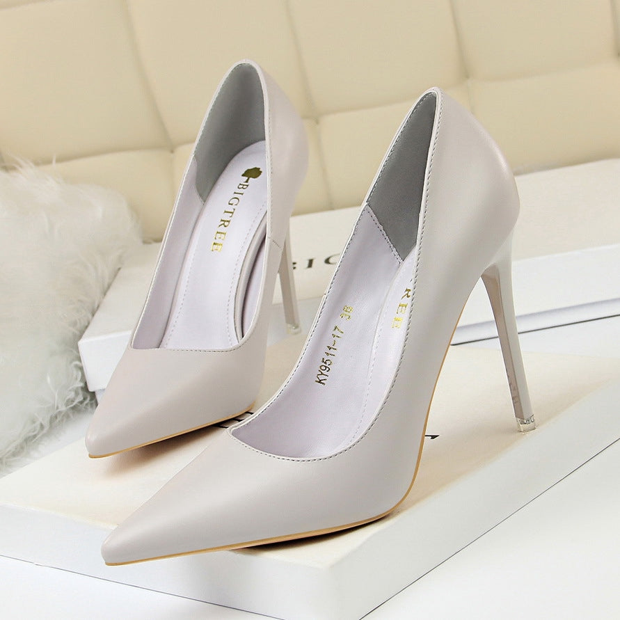 IELGY Korean women's shoes fashion simple Super high-heeled shallow mouth pointed sexy shoes