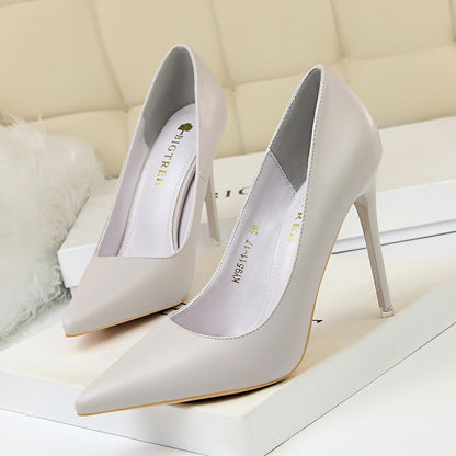 IELGY Korean women's shoes fashion simple Super high-heeled shallow mouth pointed sexy shoes