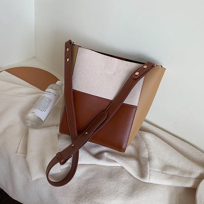 IELGY ins recommended colorblock bucket bag