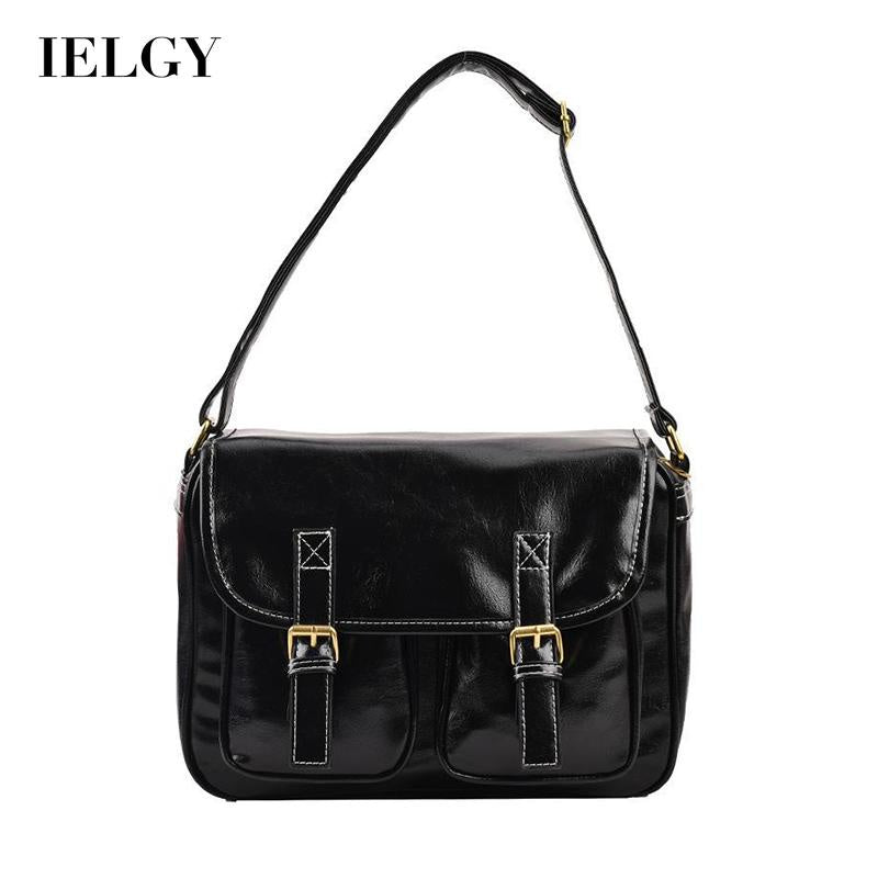 IELGY women's british style solid color retro messenger small square bag