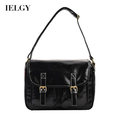 IELGY women's british style solid color retro messenger small square bag