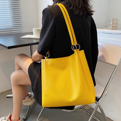 IELGY solid color Korean large-capacity fashion tote bag all-match in class