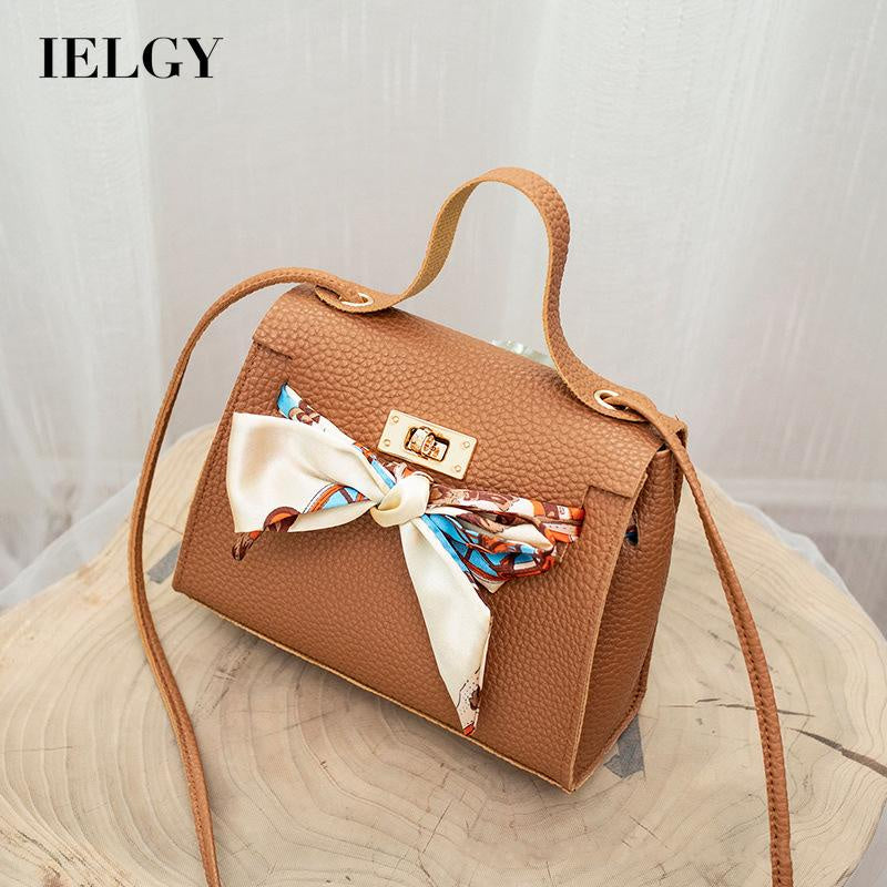 IELGY litchi pattern butterfly silk scarf diagonal bag women