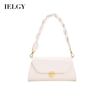 IELGY one shoulde Women's bag chain messenger bag braided strap Fashionable One shoulder PU female French style  underarm bag