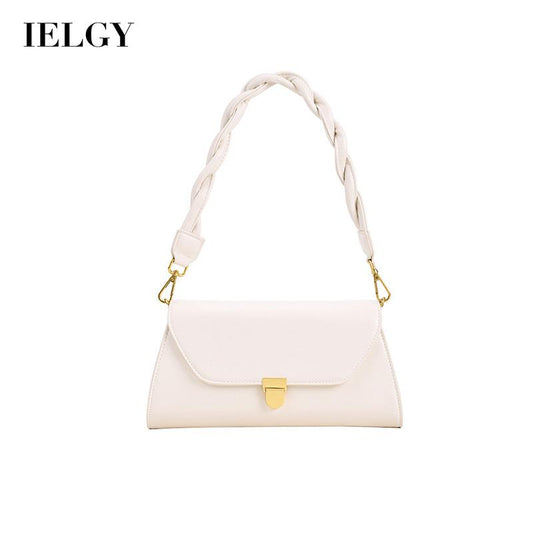 IELGY one shoulde Women's bag chain messenger bag braided strap Fashionable One shoulder PU female French style  underarm bag