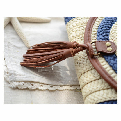 Diagonal shoulder straw bag rattan bag