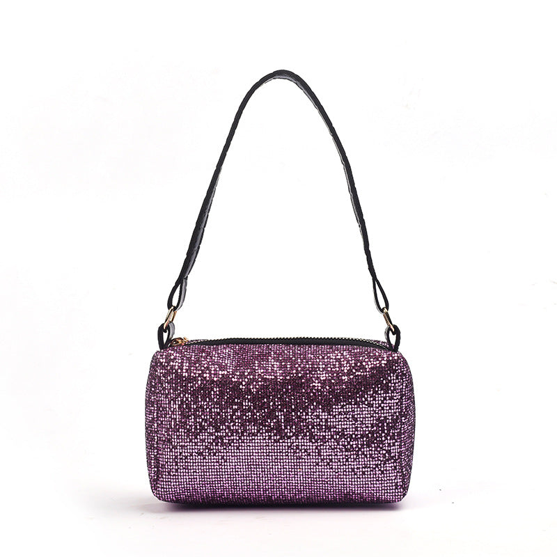 IELGY Fashion casual sequins large capacity shoulder lightweight cross-body handbag portable pillow bag chain