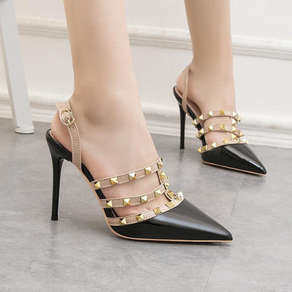 IELGY Pointed-toe high heel women fashion sexy 10cm thin with thin rivets women's Roman sandals