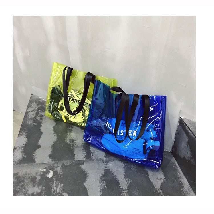 IELGY Large-capacity beach bag PVC transparent bag Fashion