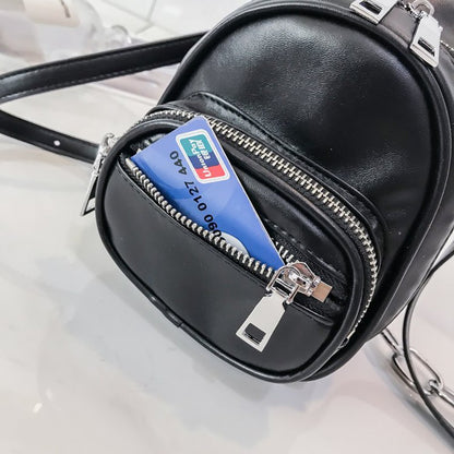 IELGY PU shoulder bag female slung portable iron chain small bag purse