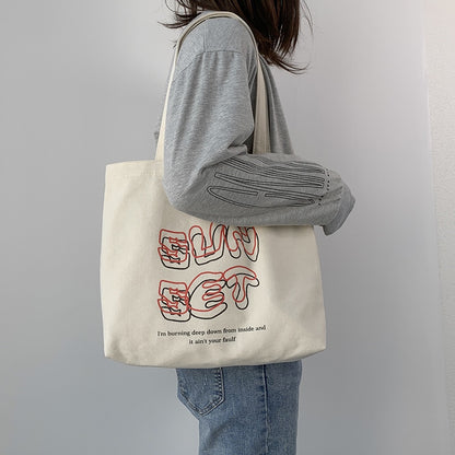 IELGY Japanese art Harajuku simple large-capacity portable canvas bag
