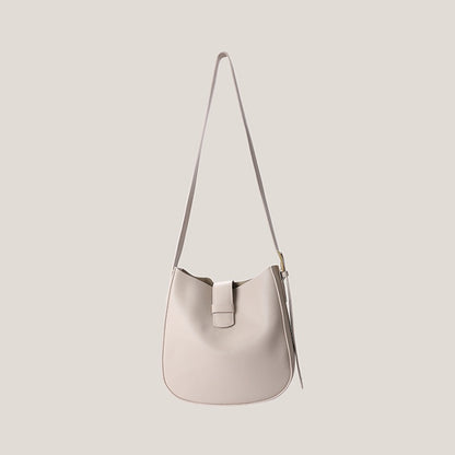 IELGY Women's Bucket Commuter Korean Style Wide Strap Crossbody Bag Soft Leather Simple Large-Capacity New Fashion