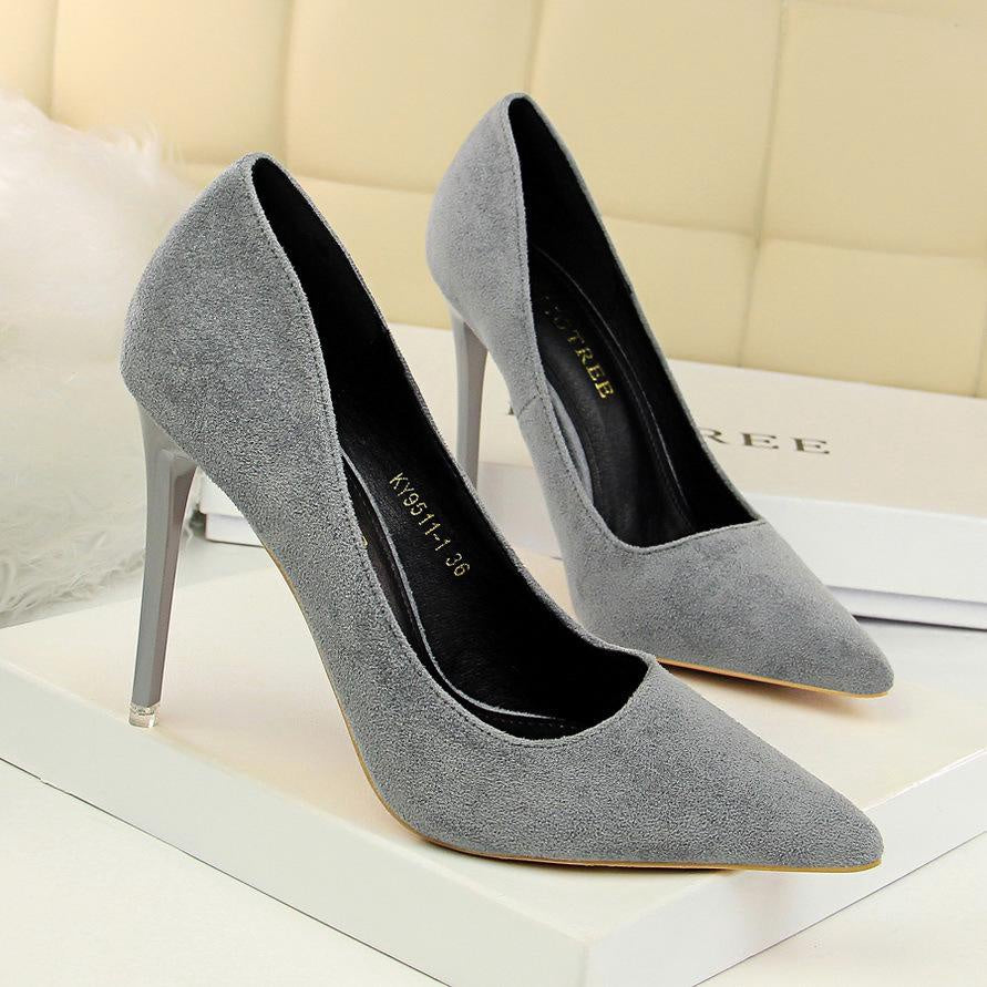 IELGY Simple women's shoes with stiletto heels and pointed suede sexy nightclub shoes