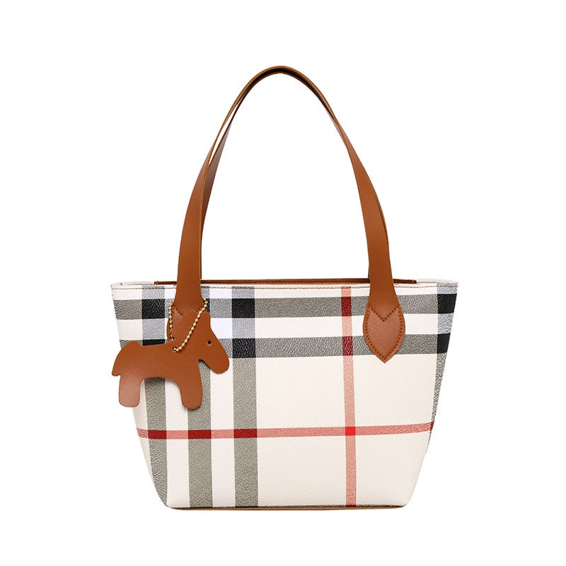 IELGY Change Storage Scottish check Everyday Fashion Light Makeup Brown small bag Print Women's handbag