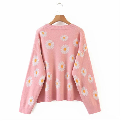 IELGY fresh and sweet little daisy cardigan sweater women V-neck