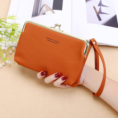 IELGY Ladies Elegant Wallet Frosted PU Leather Double Zipper Long Portable