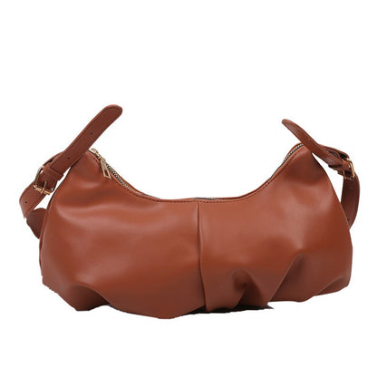 IELGY New niche retro soft leather pleated underarm cloud pleated underarm all-match crossbody shoulder bag