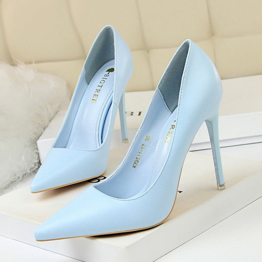 IELGY Korean women's shoes fashion simple Super high-heeled shallow mouth pointed sexy shoes
