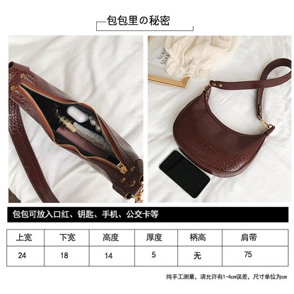 IELGY new fashion crocodile pattern wide shoulder strap portable saddle bag