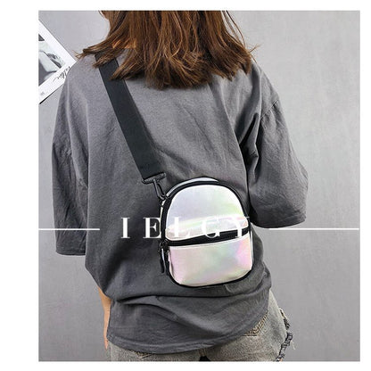 IELGY Laser wide shoulder strap small square bag casual messenger bag