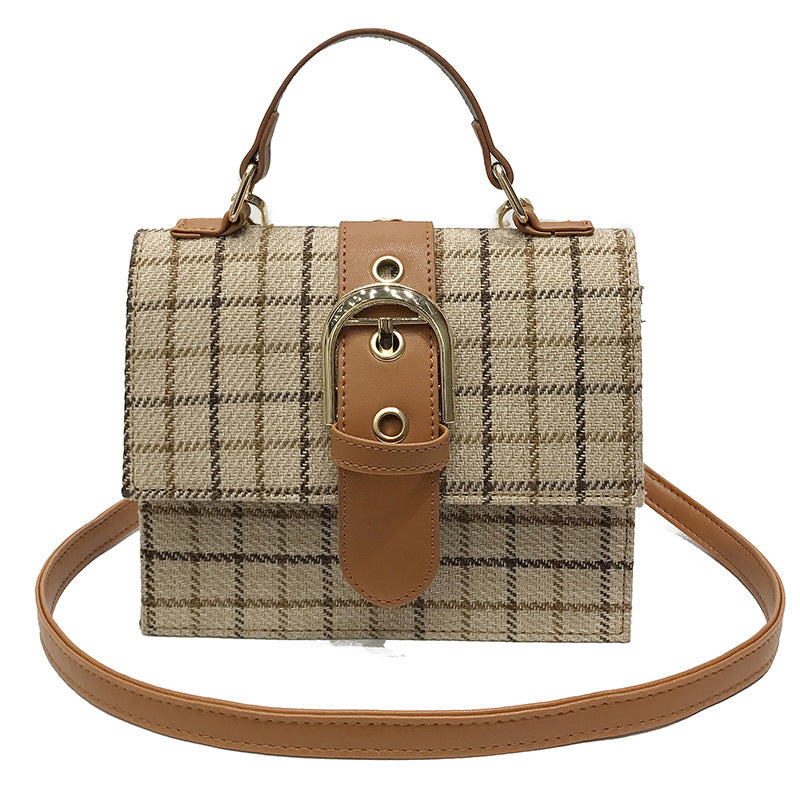 IELGY Women's bag portable all-match one shoulder lock plaid fashion casual square crossbody