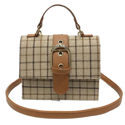 IELGY Women's bag portable all-match one shoulder lock plaid fashion casual square crossbody