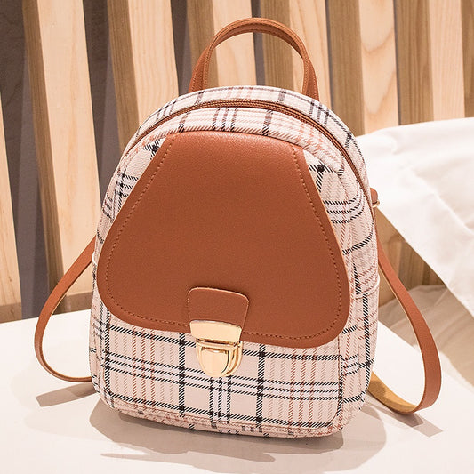 IELGY Women Small Backpack Lock Crossbody Purse Versatile Storage Brown Zipper Match Stain Resistant