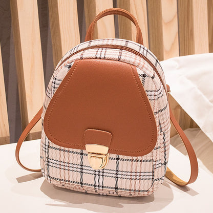 IELGY Women Small Backpack Lock Crossbody Purse Versatile Storage Brown Zipper Match Stain Resistant