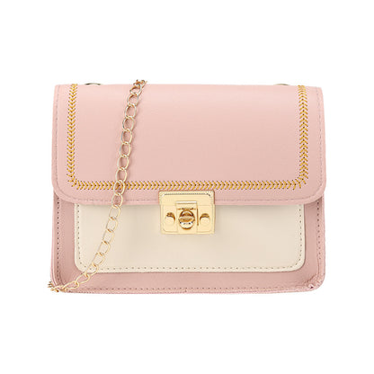 IELGY Korean version Cell phone One shoulder Trendy Lock Chain Diagonal Black Square Women's bag
