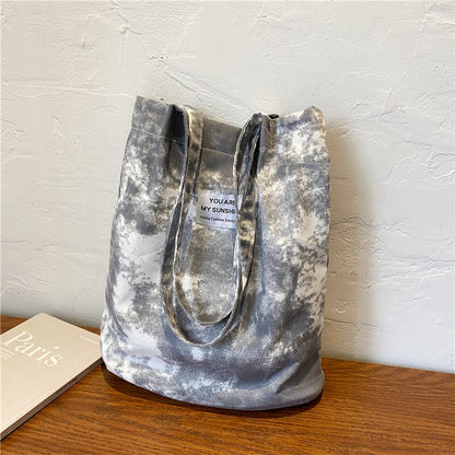 IELGY fashion tie-dye canvas handbag small fresh and large capacity portable