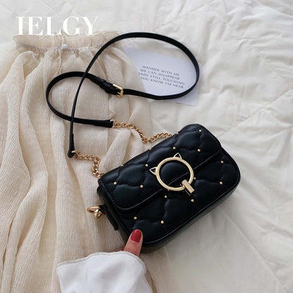 IELGY, studded crossbody bag, stylish rhombic chain shoulder bag