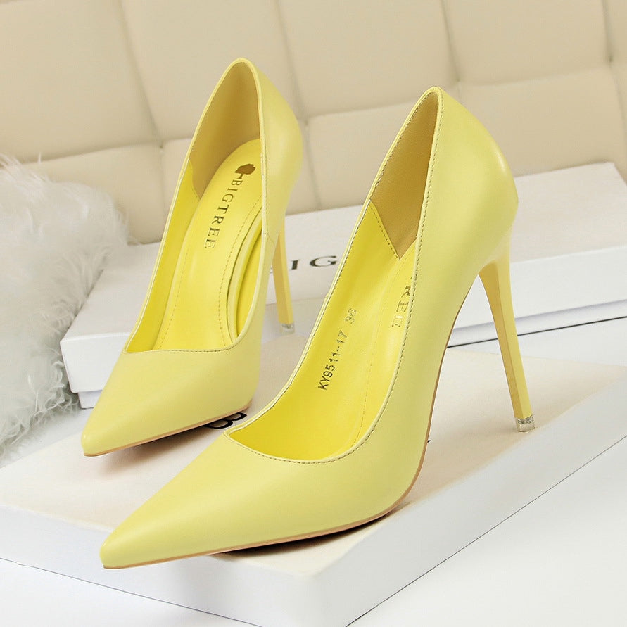 IELGY Korean women's shoes fashion simple Super high-heeled shallow mouth pointed sexy shoes
