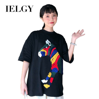 IELGY Large version of ins short-sleeved t-shirt female Korean loose mourning mschf clothes