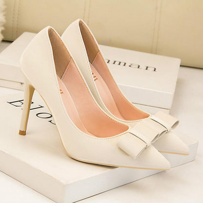 IELGY IELGY Suede high-heeled women's fashion was thin and elegant 10cm thin with bow pointed shoes