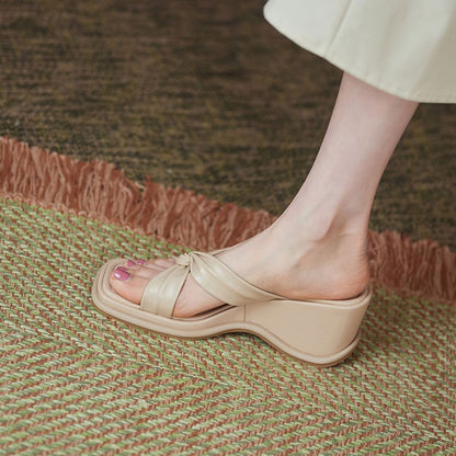 IELGY with skirt and slope heel slippers for women's outer wear fashion platform