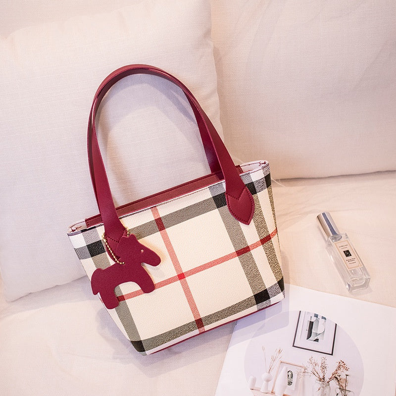 IELGY Change Storage Scottish check Everyday Fashion Light Makeup Brown small bag Print Women's handbag