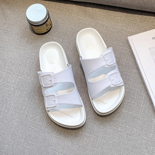 IELGY cute slippers female Korean style one-word sandals and slippers home soft sandals and slippers