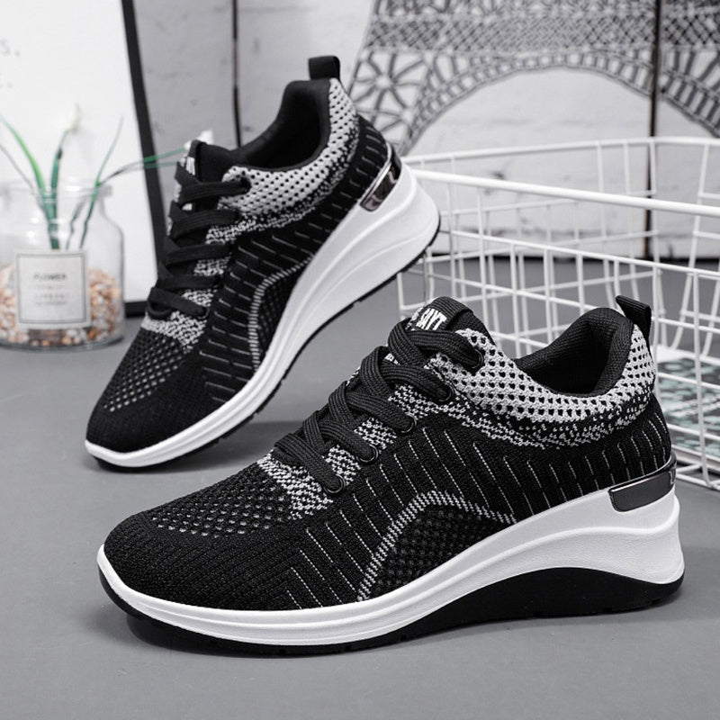 IELGY wedge heel lace casual platform lightweight running sneakers women