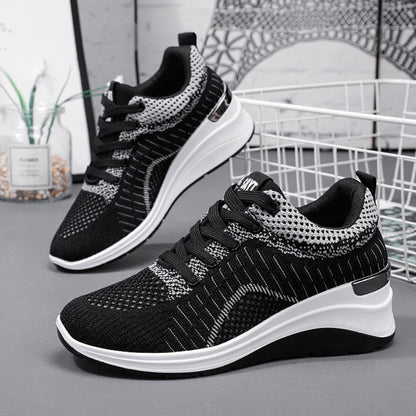 IELGY wedge heel lace casual platform lightweight running sneakers women