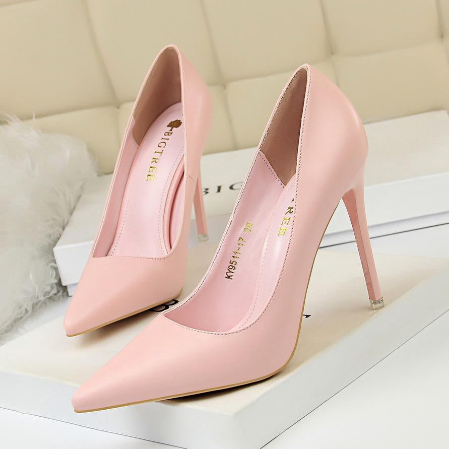 IELGY Korean women's shoes fashion simple Super high-heeled shallow mouth pointed sexy shoes