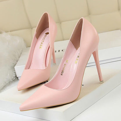 IELGY Korean women's shoes fashion simple Super high-heeled shallow mouth pointed sexy shoes