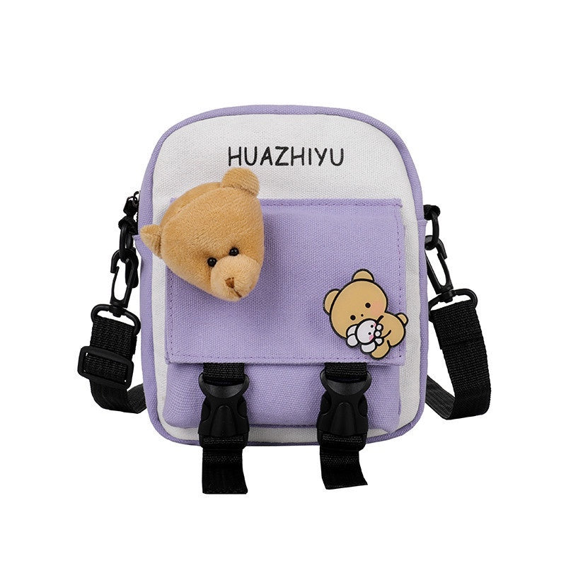 IELGY tide Korean version black mobile phone bag crossbody letters tooling style canvas Summer all-match