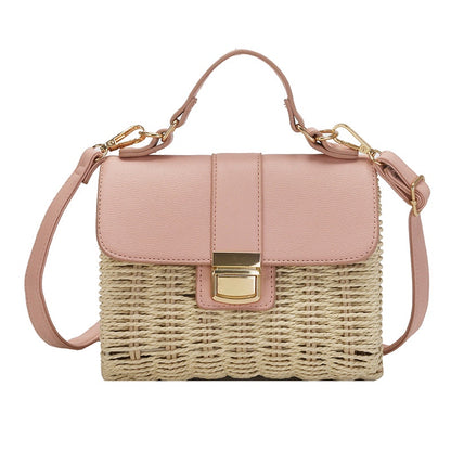 IELGY ins fashion messenger bag portable design sense niche all-match square summer Women's straw woven