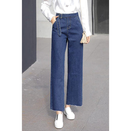 IELGY Super fire straight loose jeans wide leg pants women high waist cropped pants