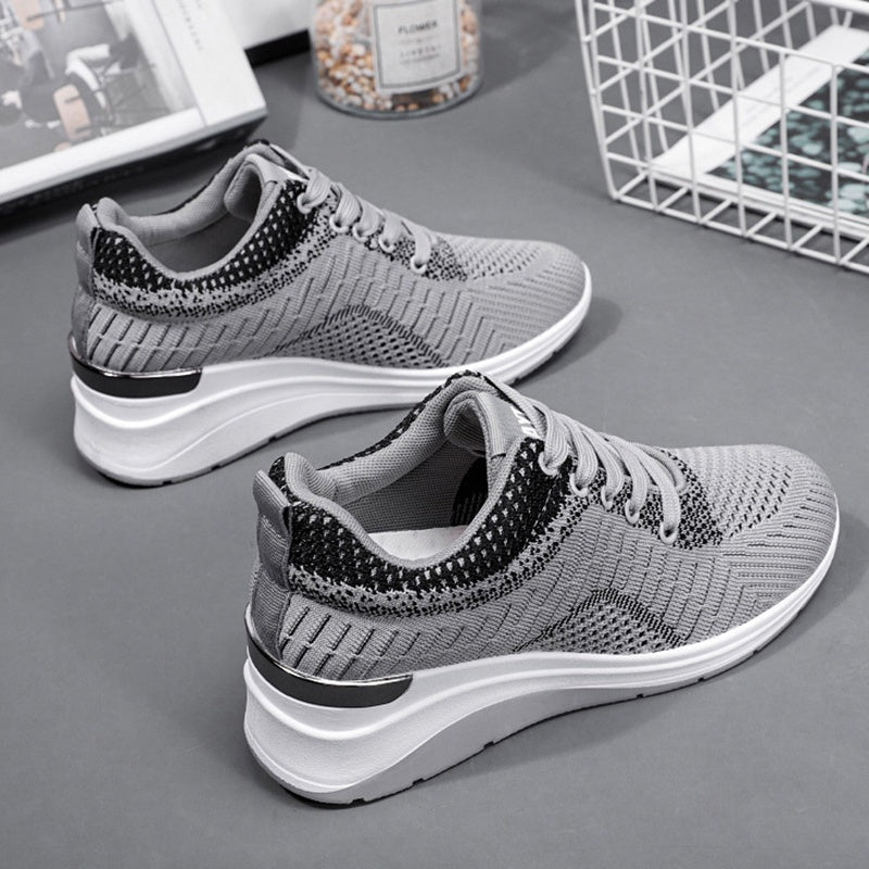 IELGY wedge heel lace casual platform lightweight running sneakers women